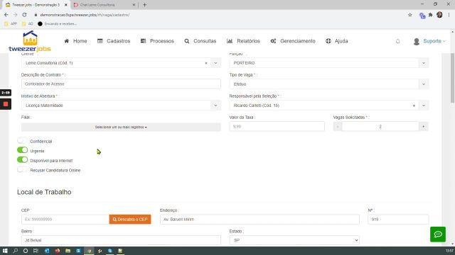 002 EAD - Cadastro de Vaga