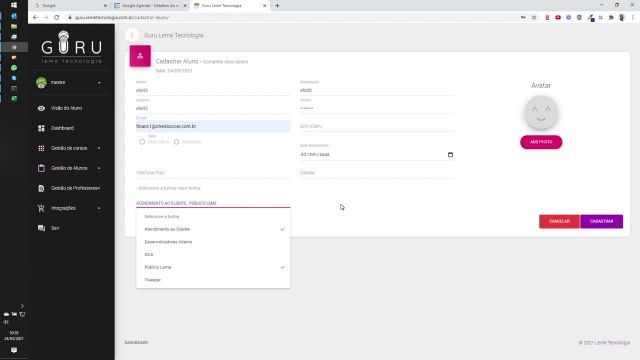 Como cadastrar aluno no Guru