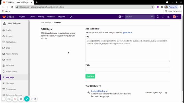 Leme Tecnologia - GITLAB dados do usuário