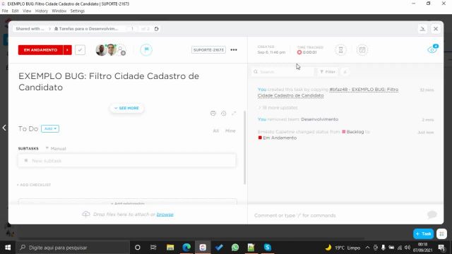 Clickup Gestão das Tarefas no Desenvolvimento