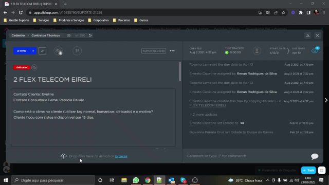 Clickup Gestão de Status do Cliente