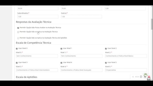 8. Módulo Avaliação de Desempenho - Etapa 1 - Parâmetros do Ciclo - Aba Avaliação Técnica
