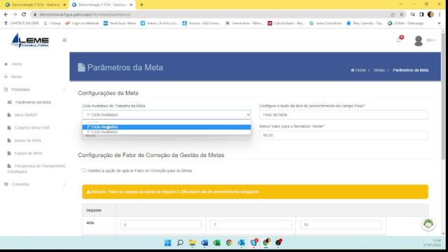 1 - METAS - Como acessar, parametrização