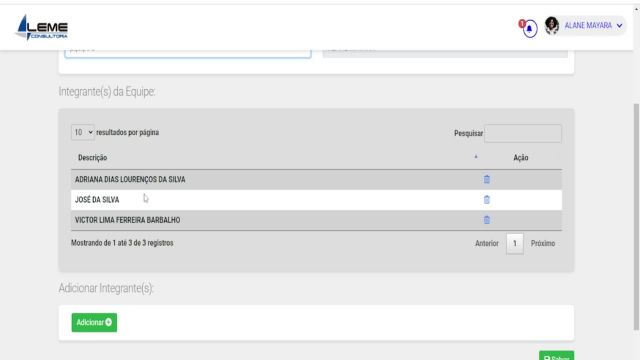 2 - Gestor - Cadastro de equipe