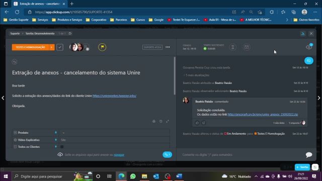 Registro e Tratativa de Tarefas no Desenvolvimento