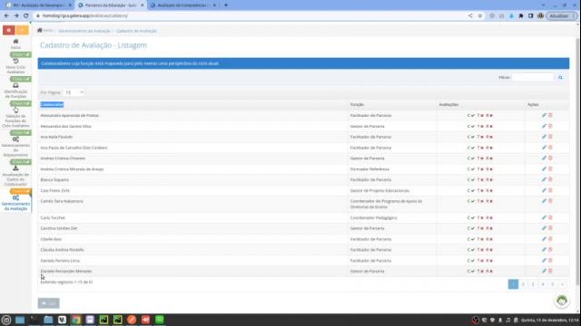 Galera - Cadastro de Avaliação